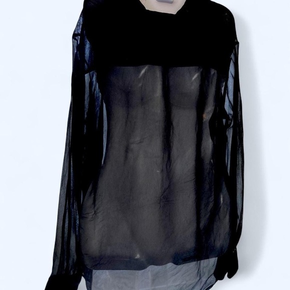 Nicholas Midnight Sheer Button down Blouse L NWT - Picture 3 of 6